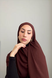 Chestnut Brown Chiffon Hijab Set